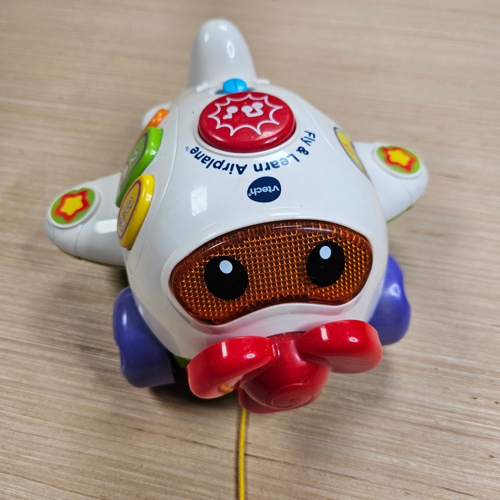 Vtech Fly & Learn Airplane‎ White Interactive Pull Toy Musical Learning Working